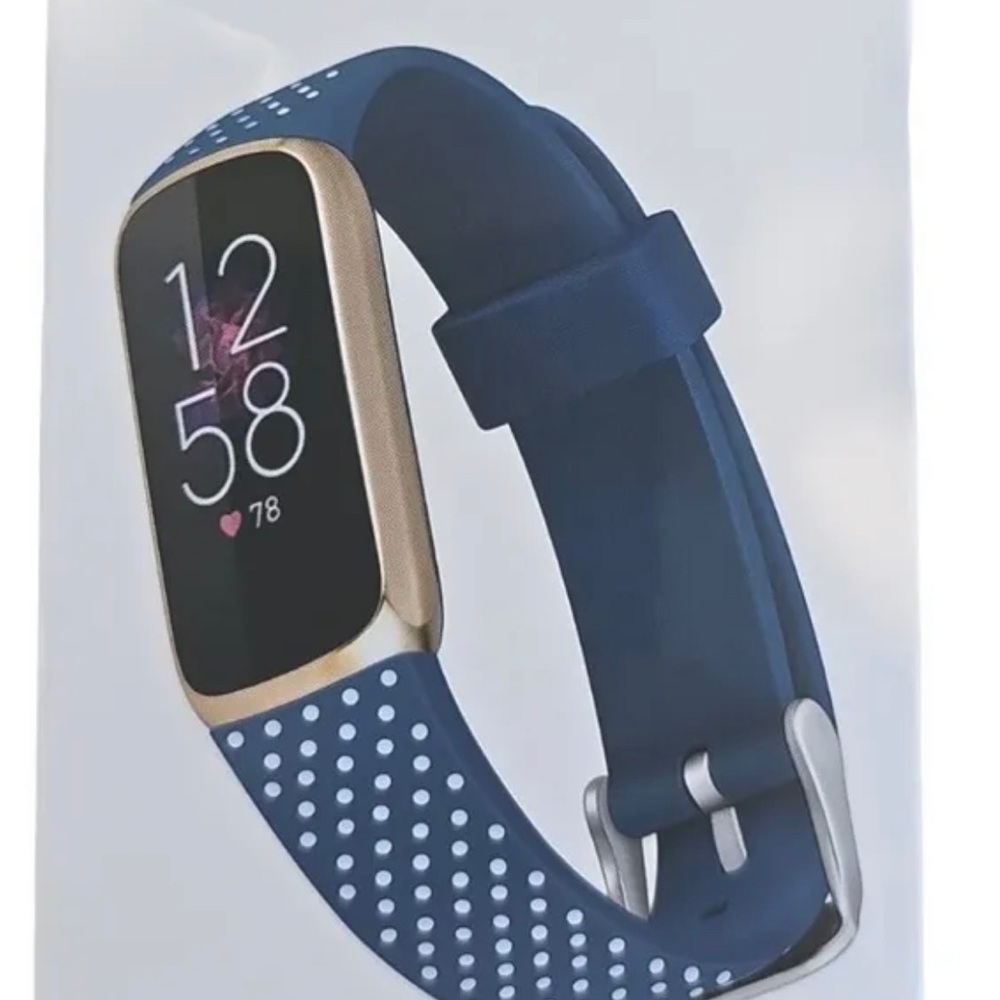 Fitbit Luxe Silicone Band Dabney Lee Band Blue and White Polka Dots NEW